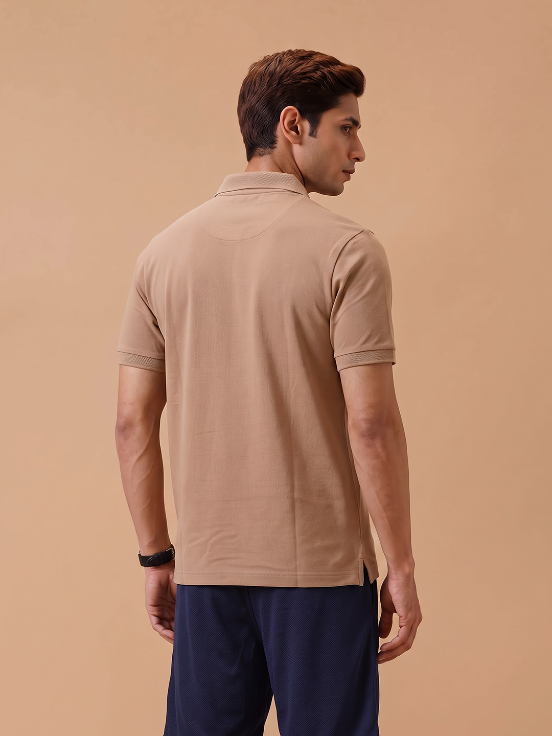 Cotton Rich Pique Polo T-Shirt Tan Brown