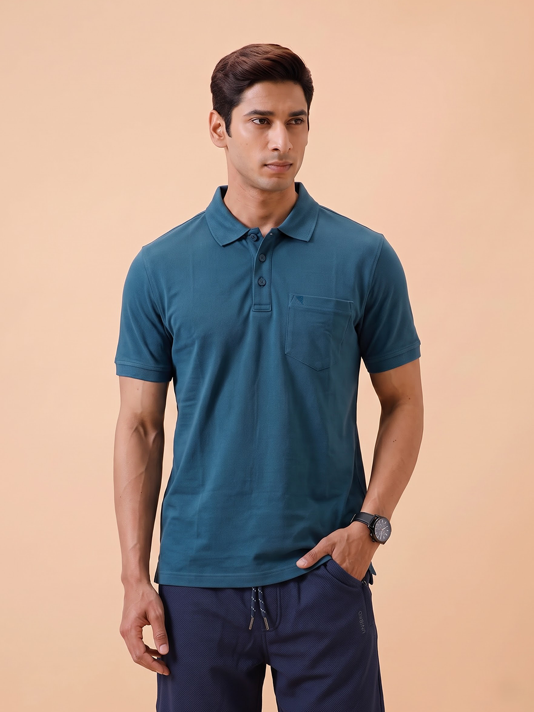 Cotton Rich Pique Polo T-Shirt Naptune Blue