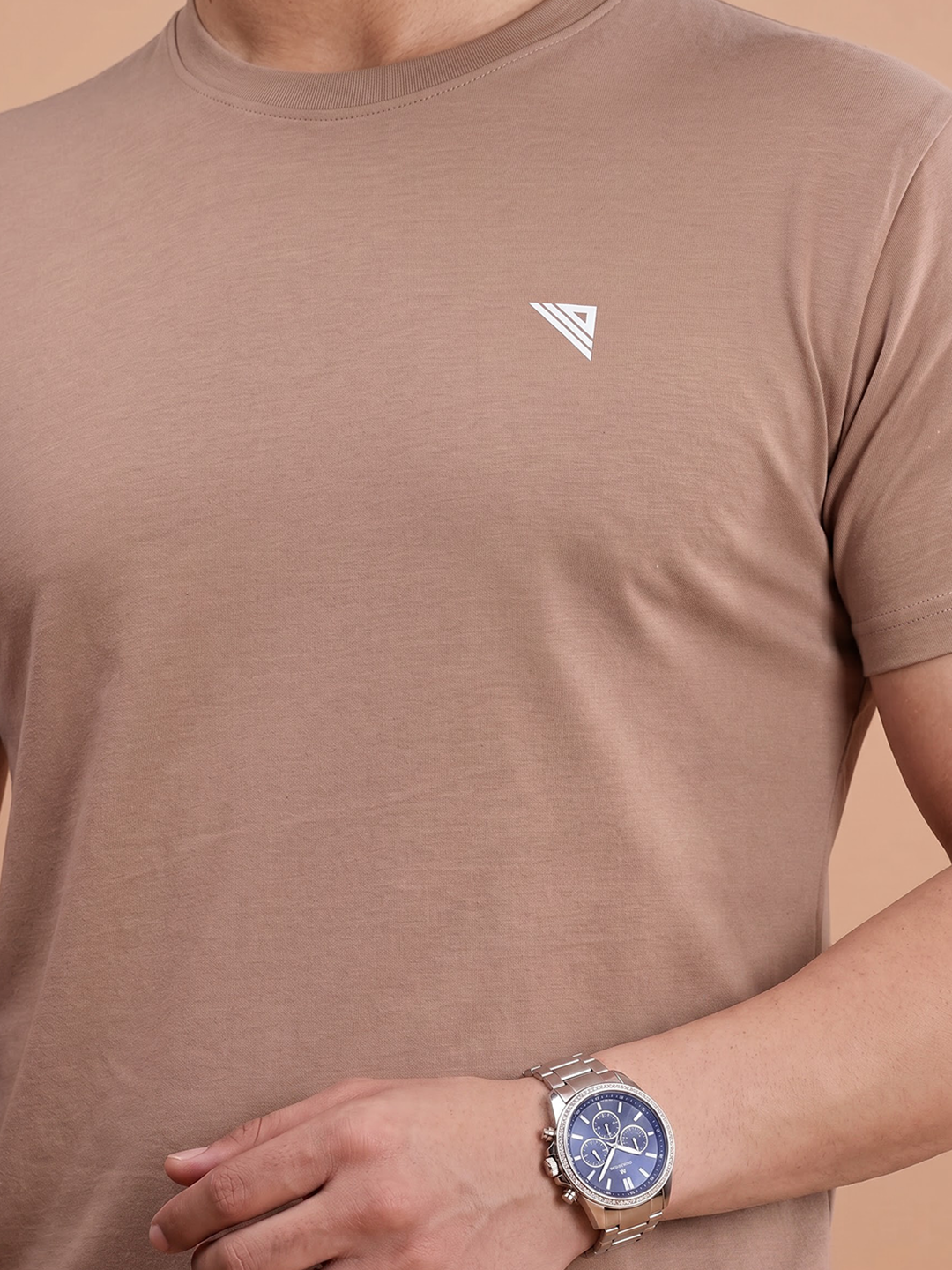 100% Cotton Crew Neck Tee Desert Beige