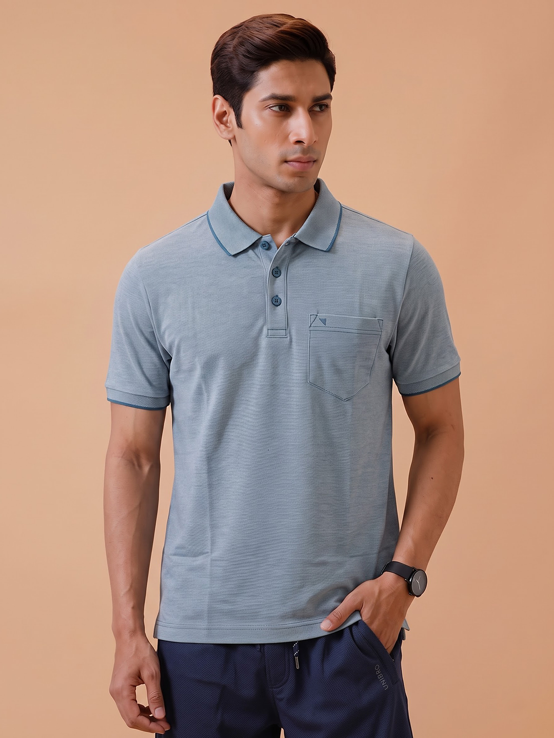 Cotton Rich Pique Polo T-Shirt Teal Blue