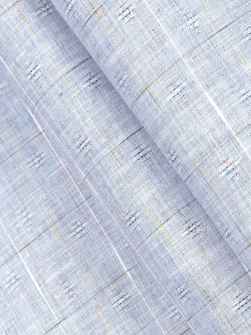 Cotton Colour Blue Checked Shirt Fabric High Style