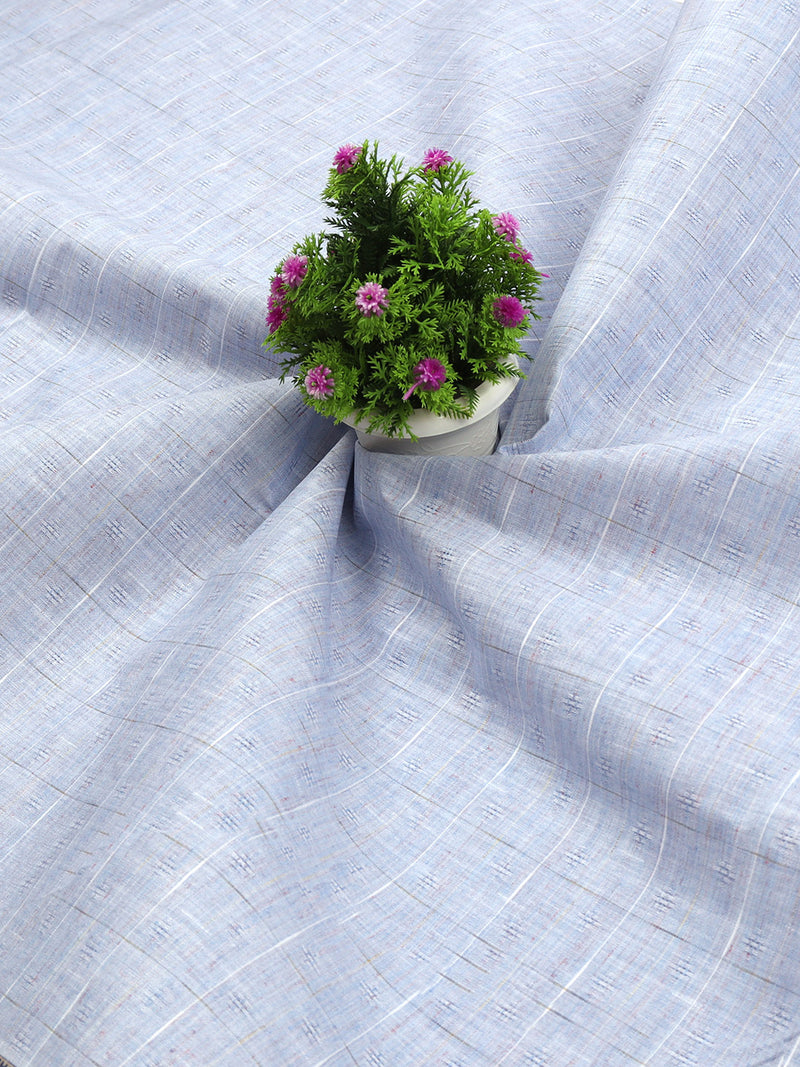 Cotton Colour Blue Checked Shirt Fabric High Style