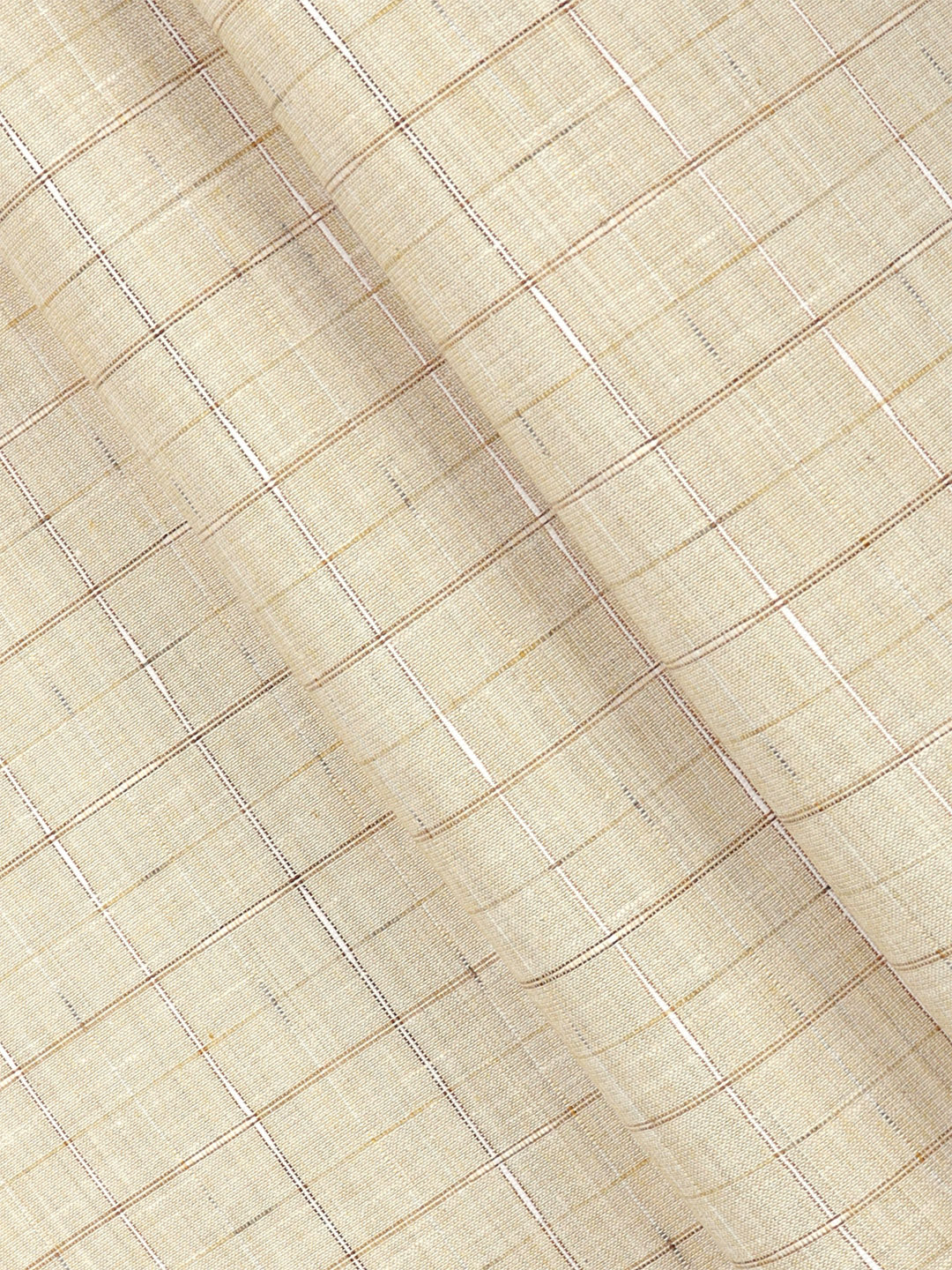 Cotton Sandal Colour Check Shirt Fabric-Galaxy Art