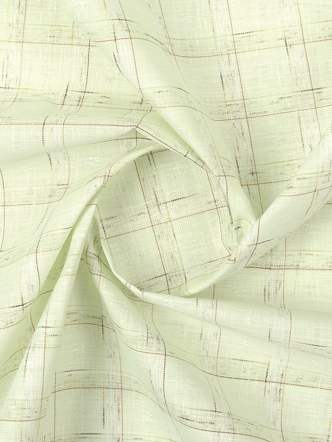 Cotton Green Colour Check Shirt Fabric-Galaxy Art