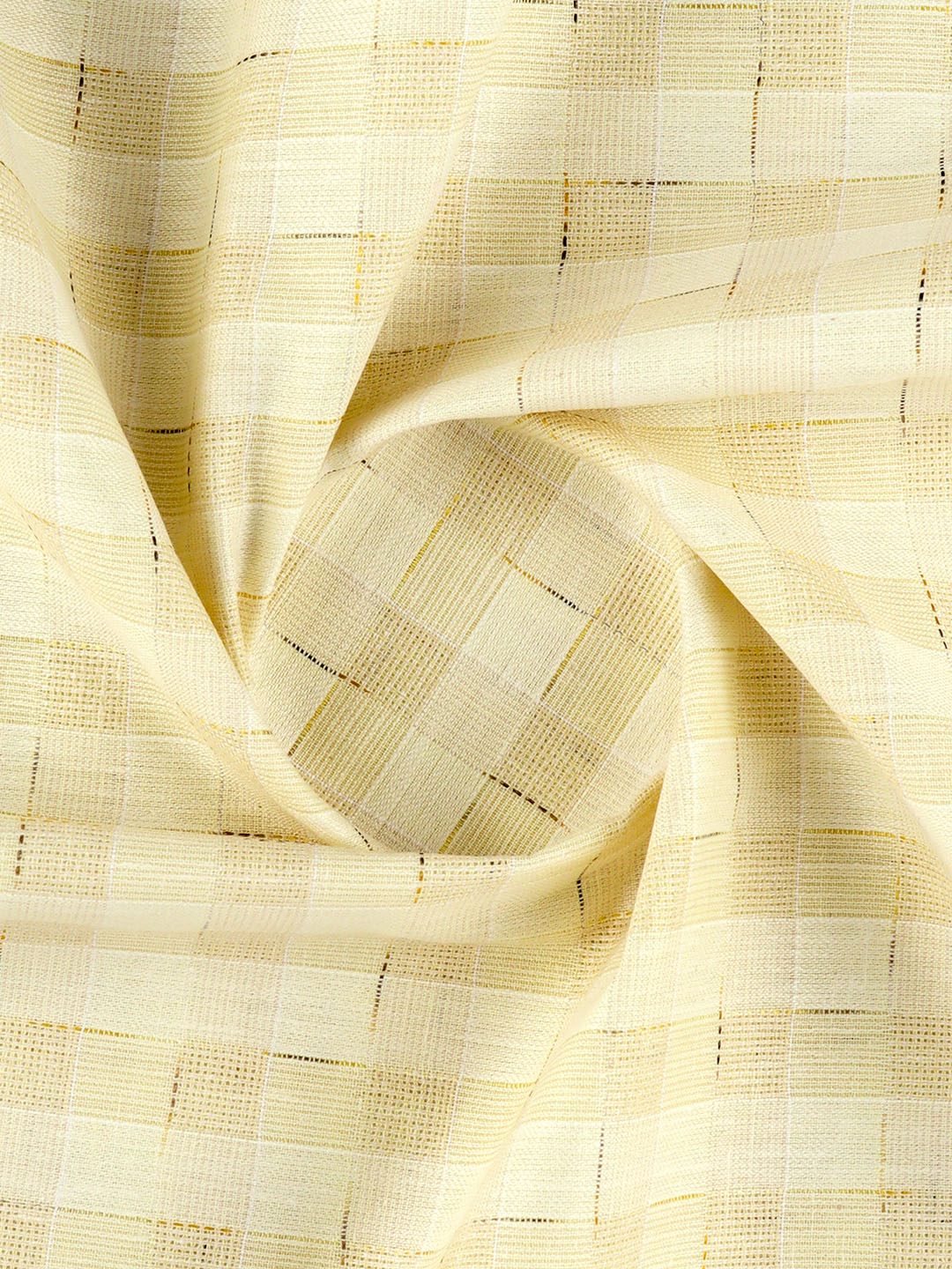 Men Cotton Rich Checked Light Yellow Shirt Fabric High Style