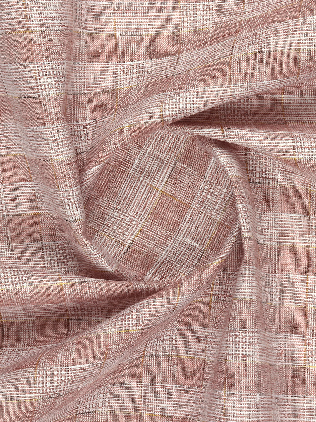 Men Cotton Rich Self Design Shirt Fabric Brown High Style