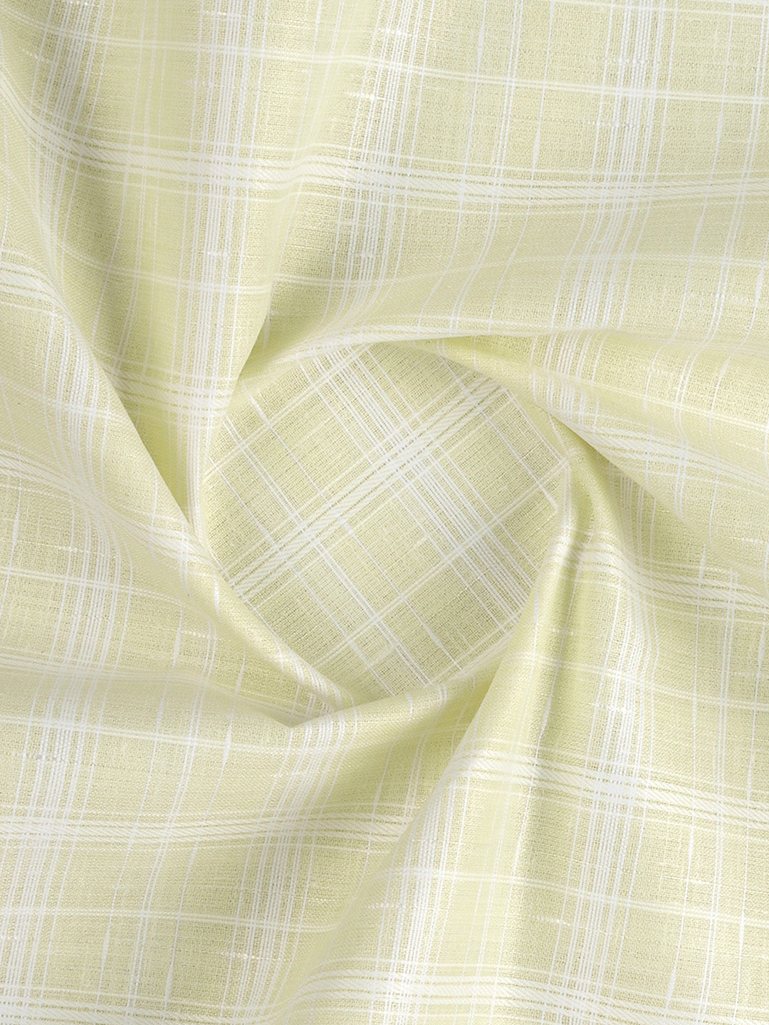 Men Cotton Rich Checked Light Yellow Shirt Fabric High Style