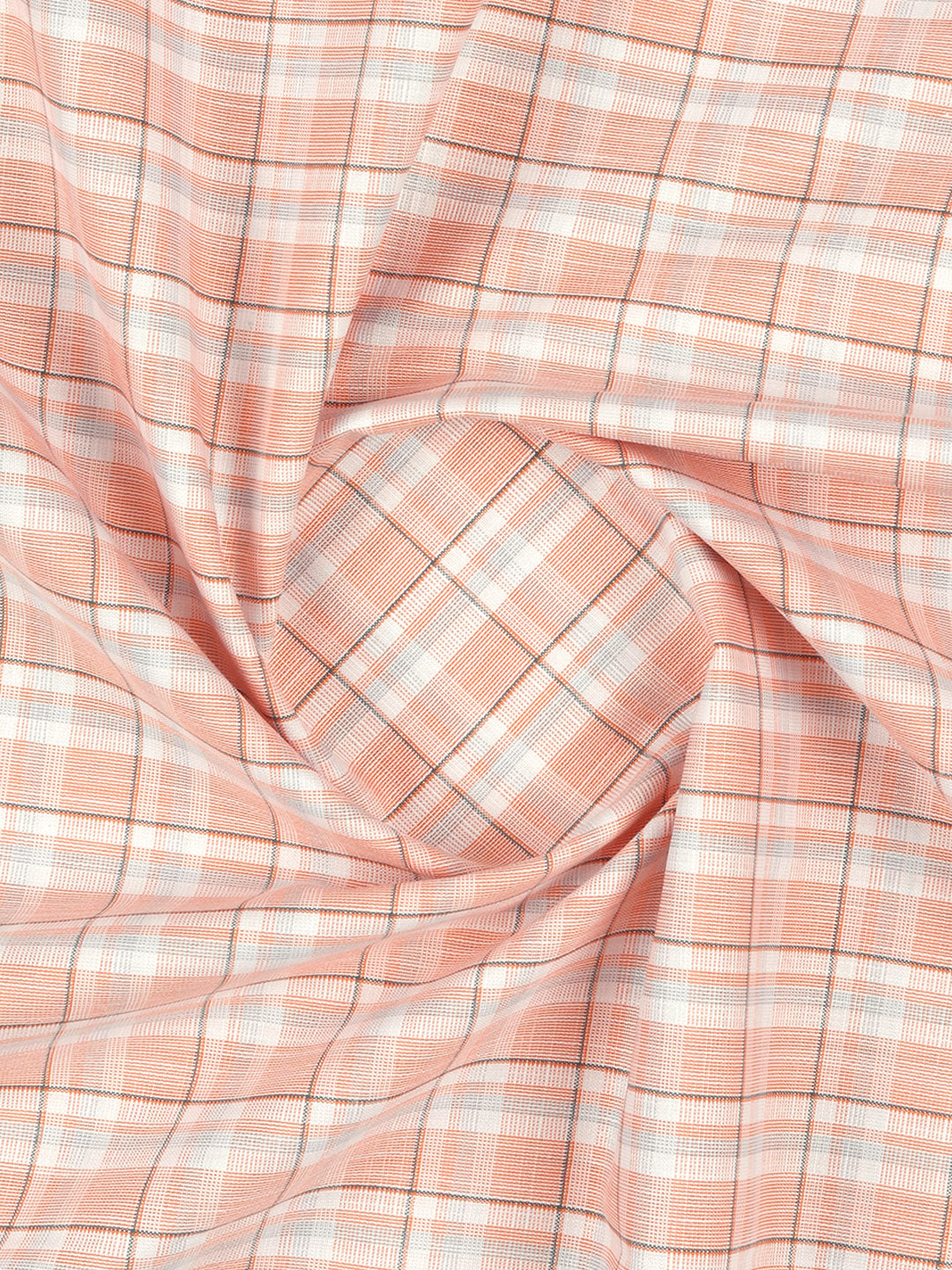 Men Cotton Blend Checked Shirt Fabric Orange Variety