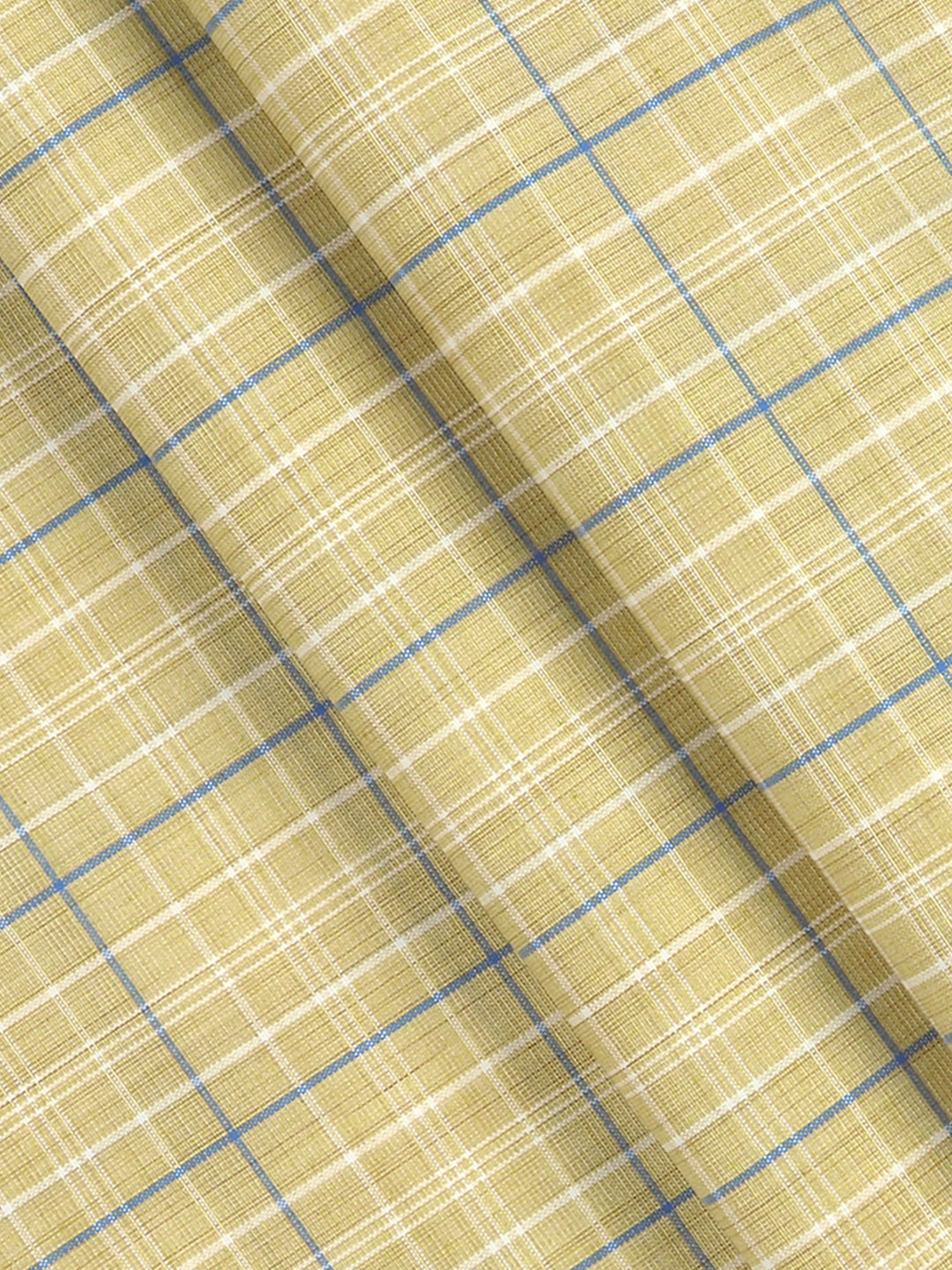 Men Cotton Blend Checked Shirt Fabric Yellow Variety