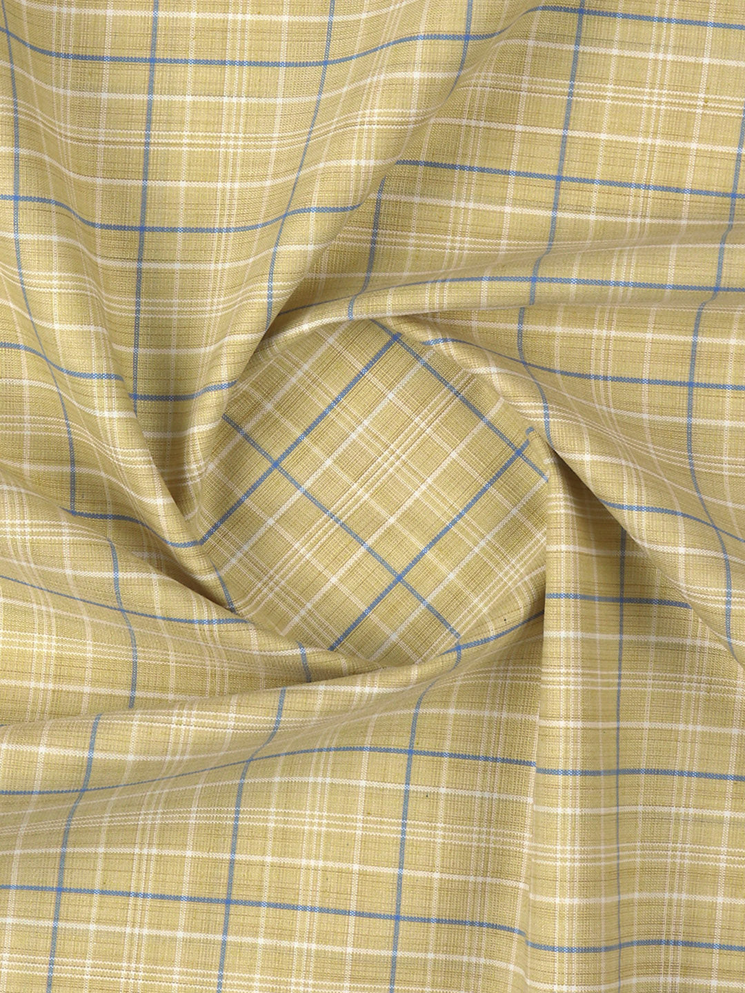 Men Cotton Blend Checked Shirt Fabric Yellow Variety