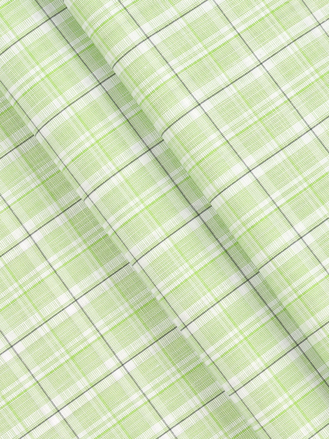 Men Cotton Blend Checked Shirt Fabric Green Variety