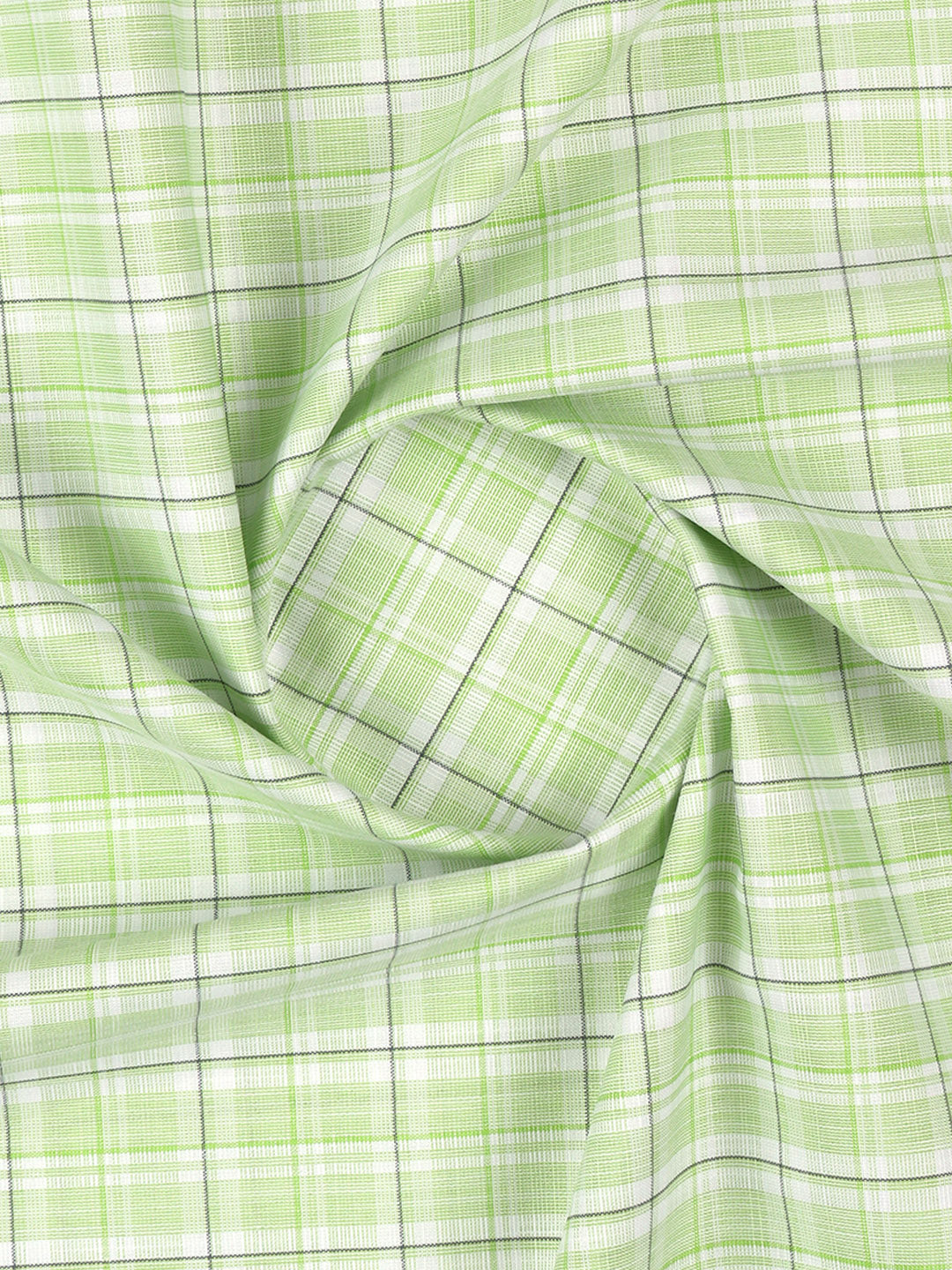 Men Cotton Blend Checked Shirt Fabric Green Variety
