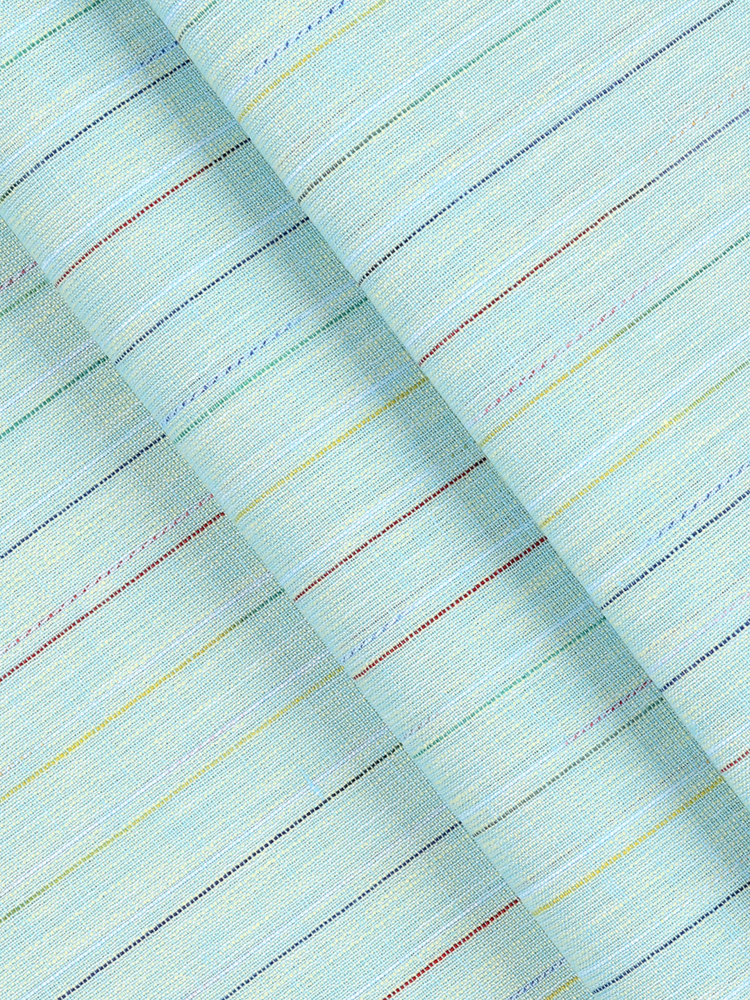 Men Cotton Blend Striped Shirt Fabric Mint Blue Variety