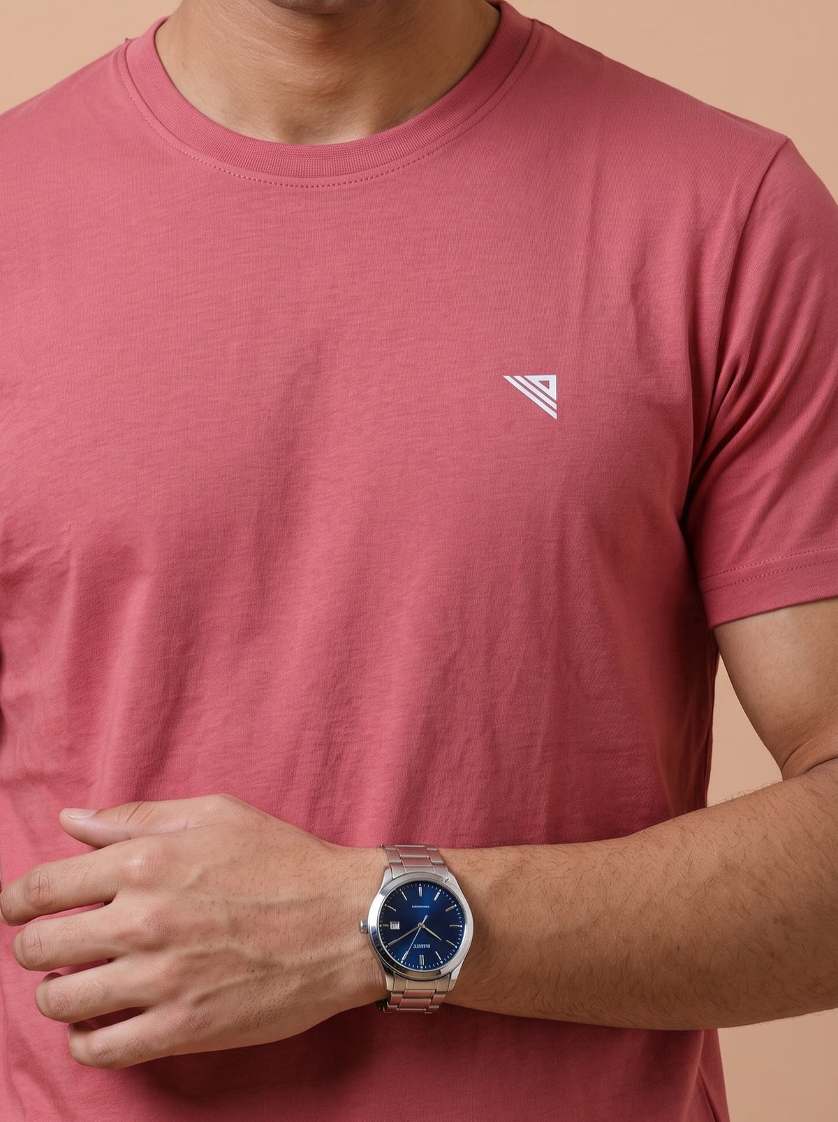 100% Cotton Crew Neck Tee Desert Peach