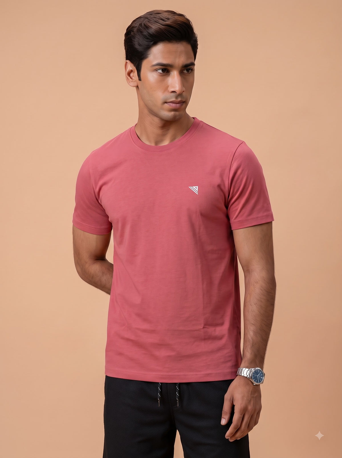 100% Cotton Crew Neck Tee Desert Peach