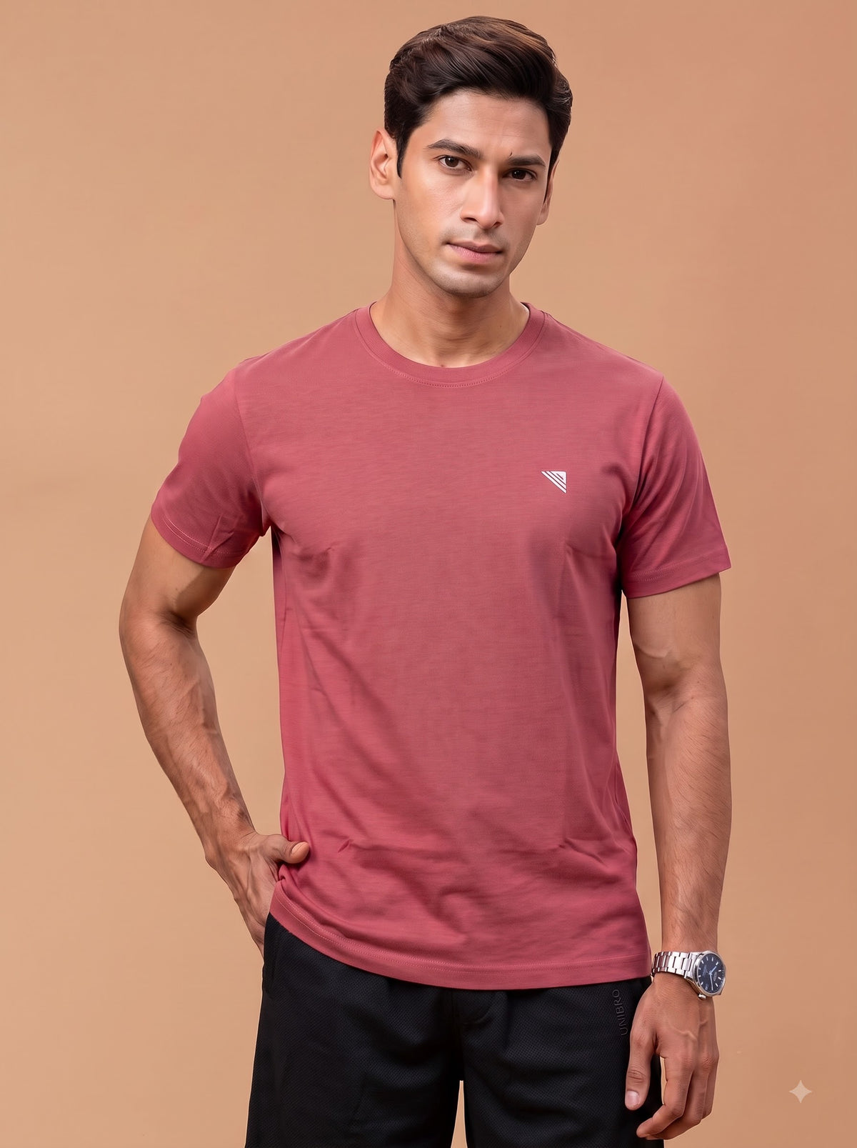 100% Cotton Crew Neck Tee Desert Peach