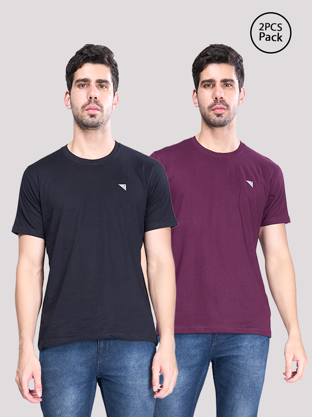 Mens Wine & Black Half Sleeve Expert Tee Combos