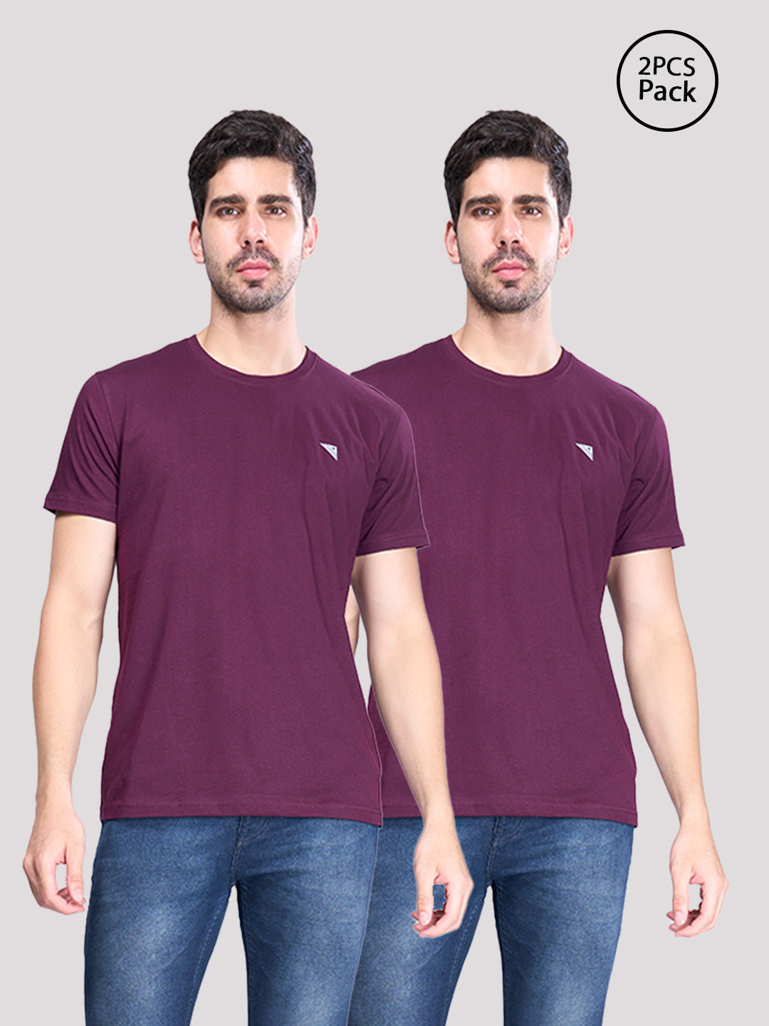 Mens Wine Half Sleeve Expert Tee Combo Pack of 2