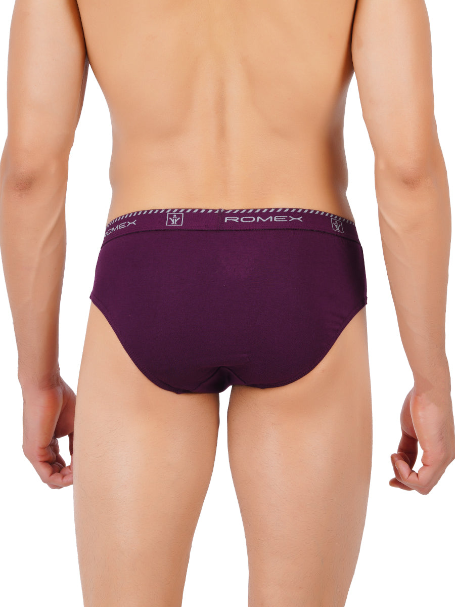 Mens Soft Stretchable Solid Brief Outer Elastic Romex Value Pack-Back view