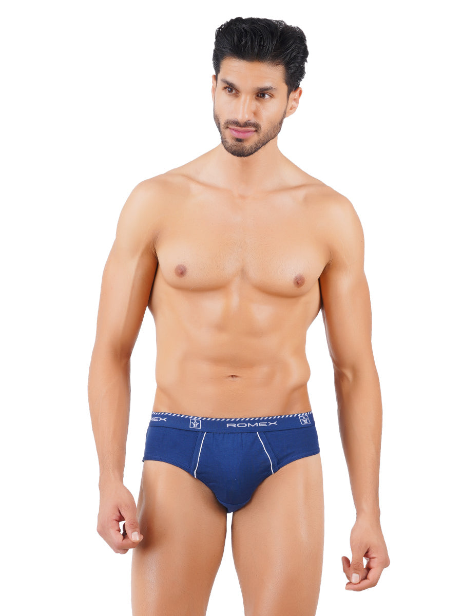Mens Soft Stretchable Solid Brief Outer Elastic Romex Value Pack-Full view