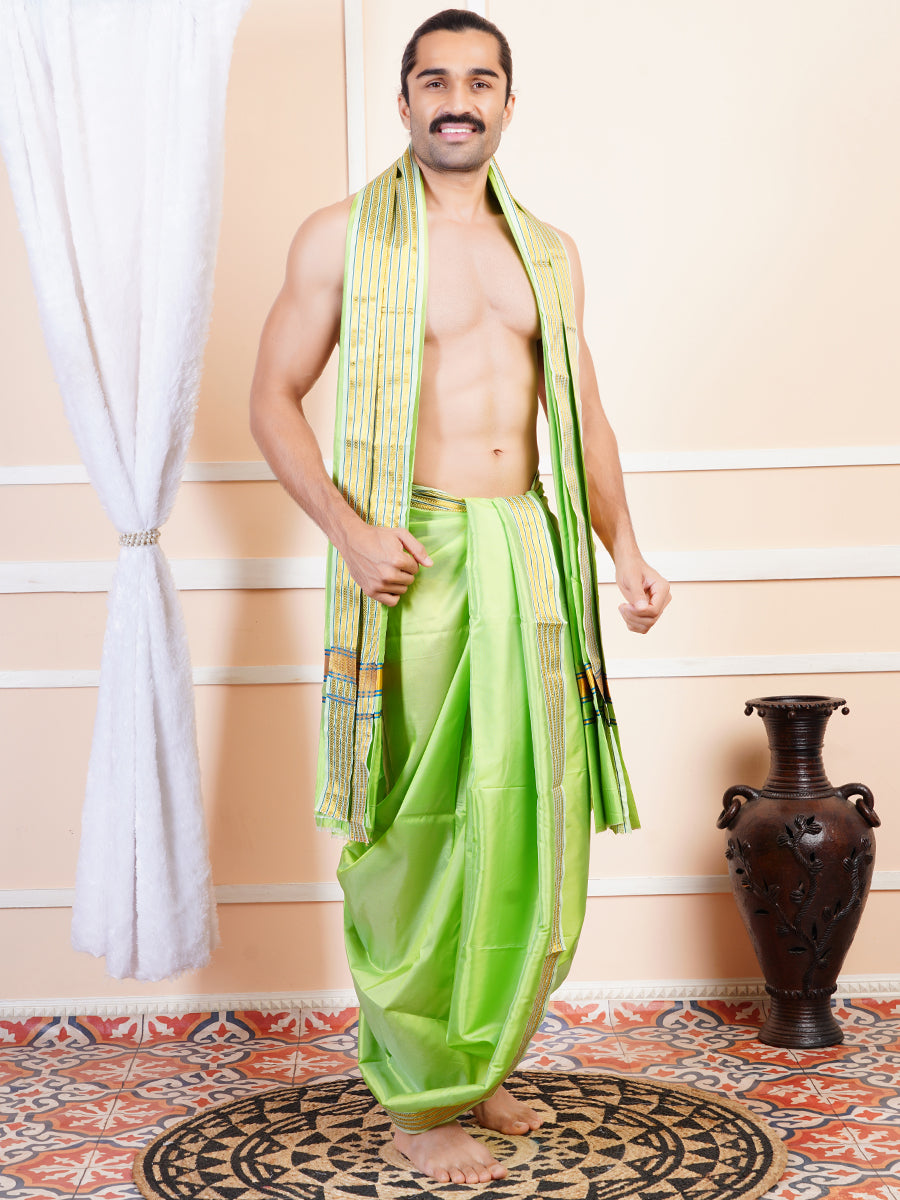 Mens Art Silk Panchakacham Green GR