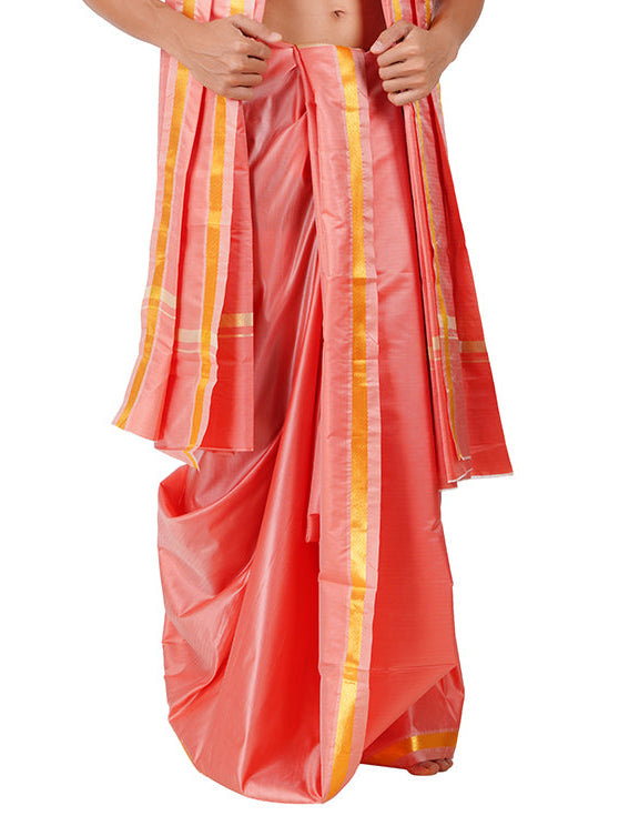 Men Art Silk Panchakacham Set Light Pink JayaDeva (9+5)