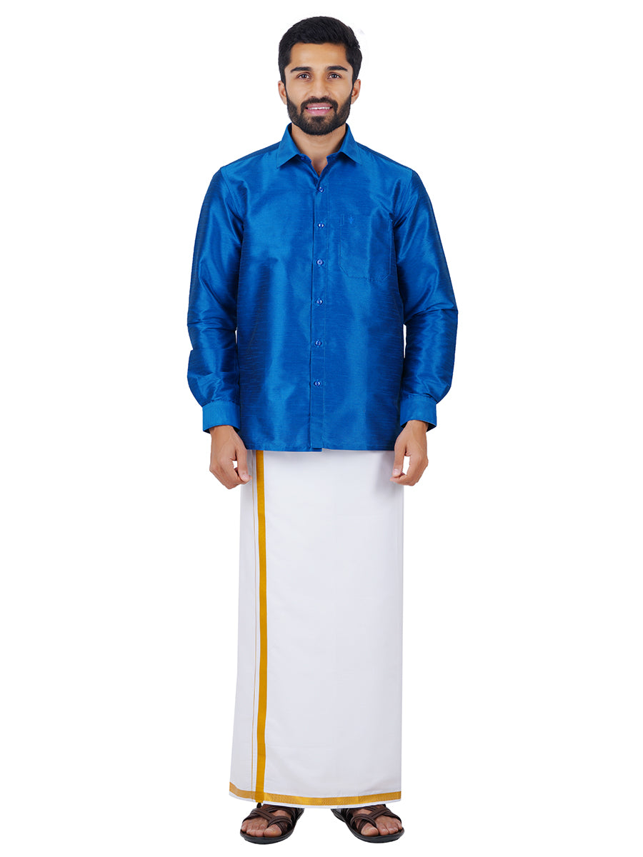 Men Silk Park Shirt Royal Blue SP9