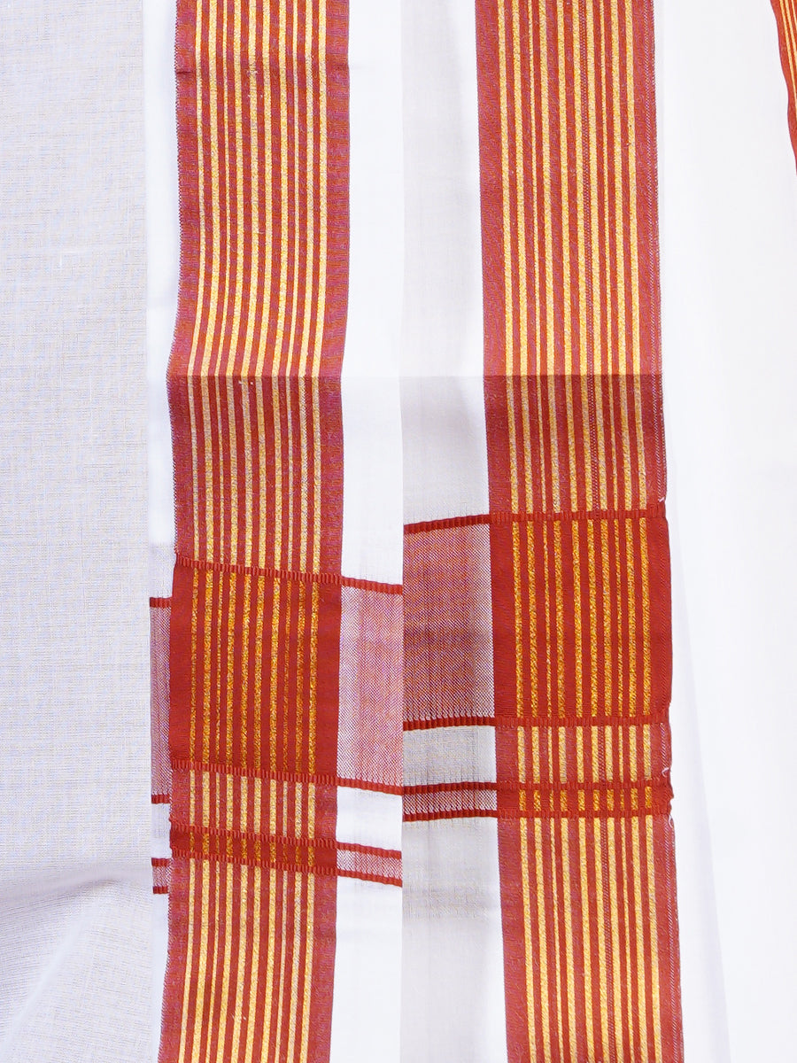 Mens Fancy Maroon Border Panchakacham With Angavasthram Suprabatham(9+5) SB04