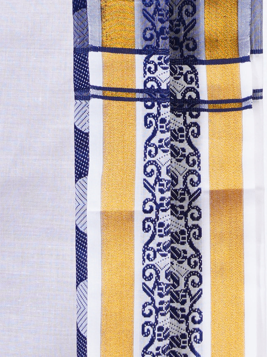 Mens Fancy Navy Border Panchakacham With Angavasthram Dhanajaya(9+5) DJ03