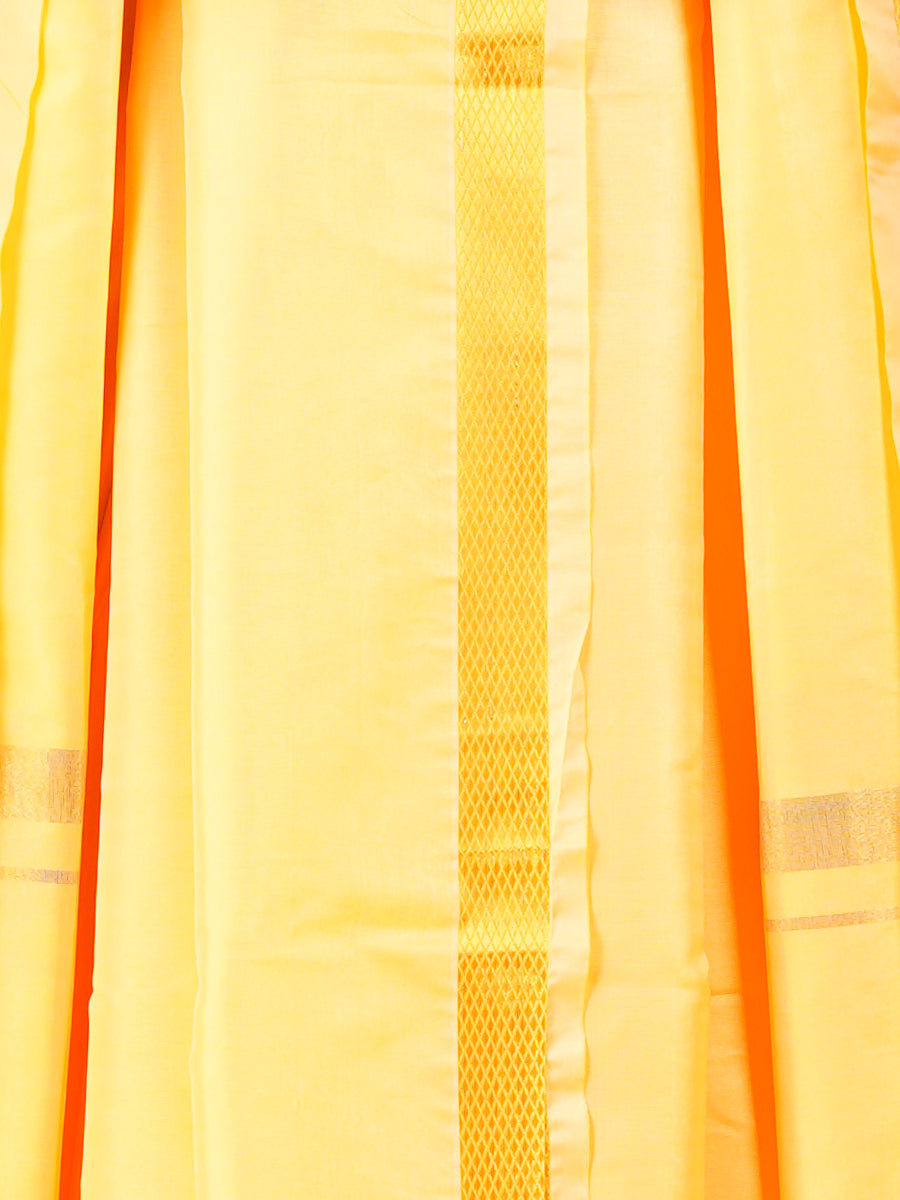 Men Art Silk Panchakacham Set Jayadeva L.Yellow (9+5)