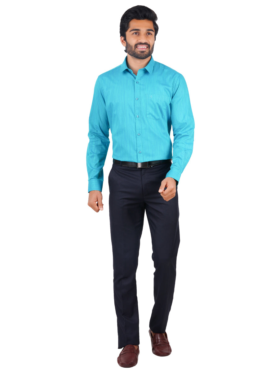 Men Cotton Rich Shirt Blue T32 TH9