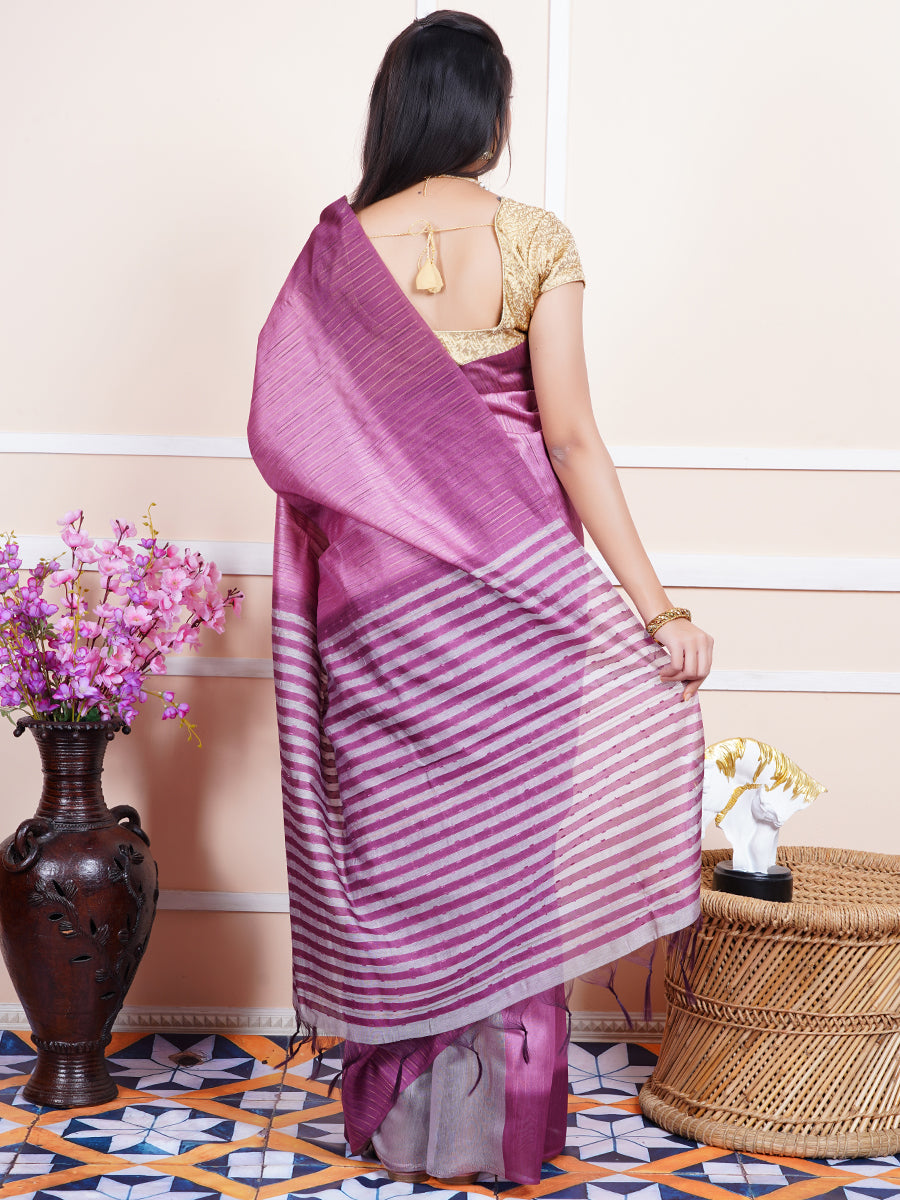 Women Semi Raw Silk Weaving Saree Purple SRS50