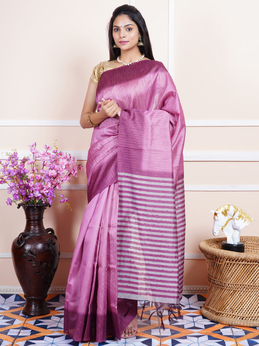 Women Semi Raw Silk Weaving Saree Purple SRS50