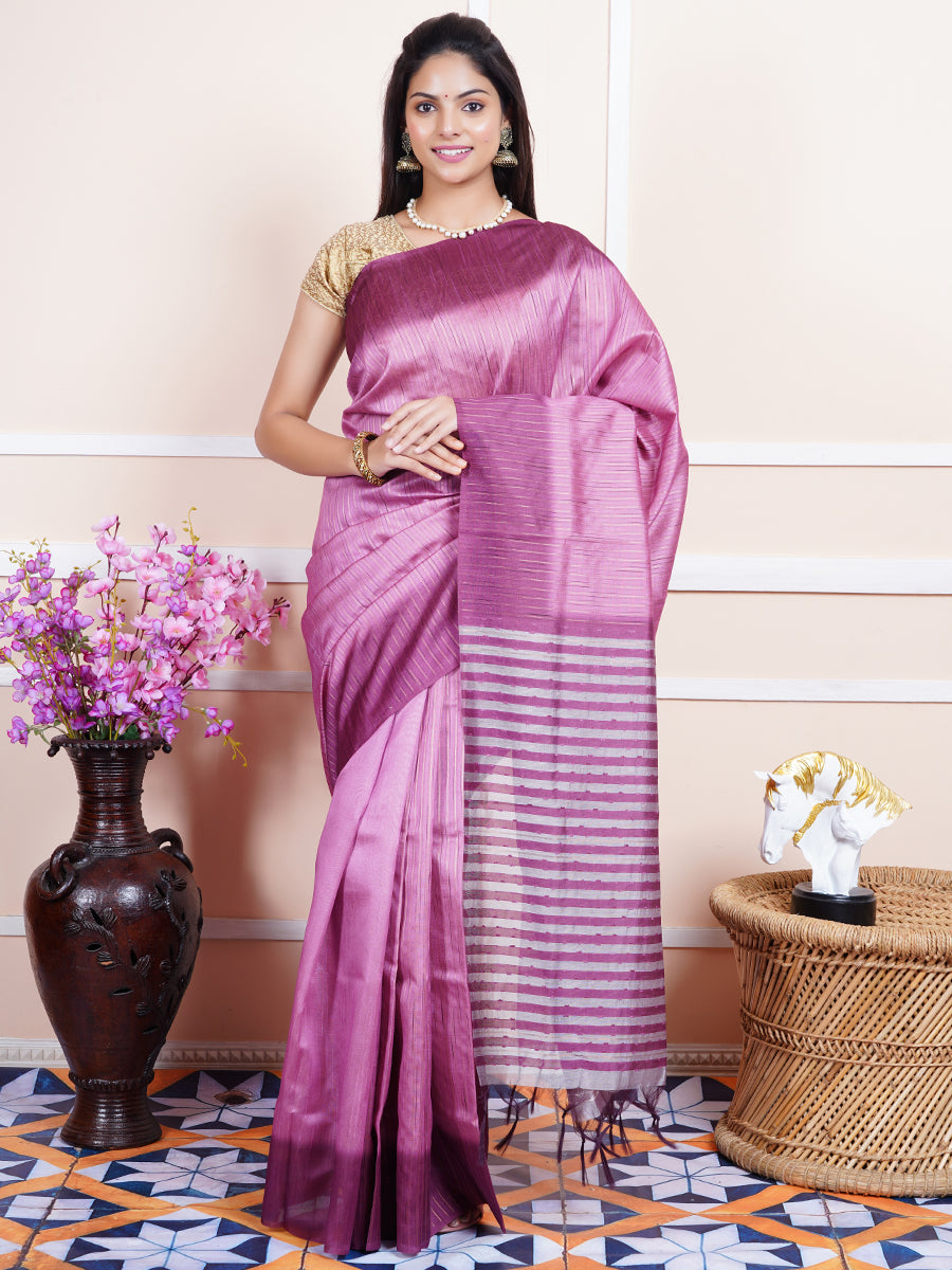 Women Semi Raw Silk Weaving Saree Purple SRS50