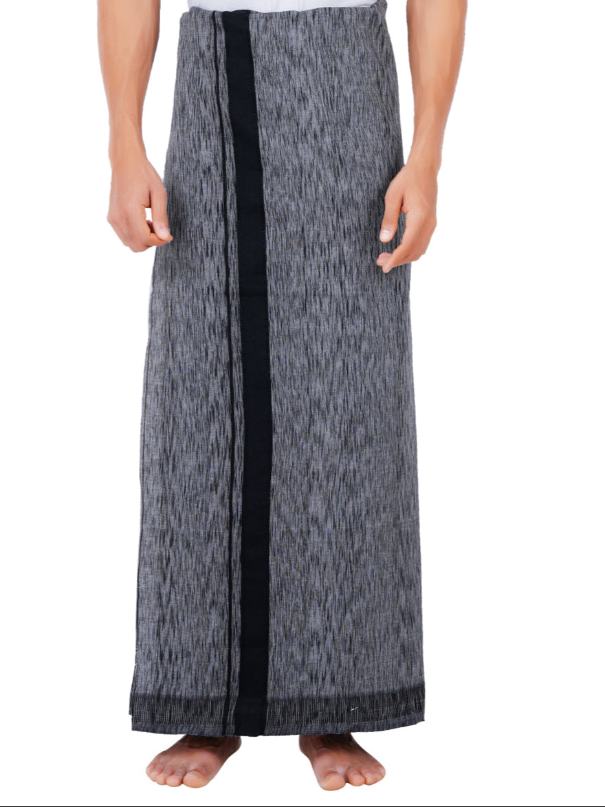 Men Cotton Blend Single Layer Grey Dhoti with Fancy Border Nitro Slub 02