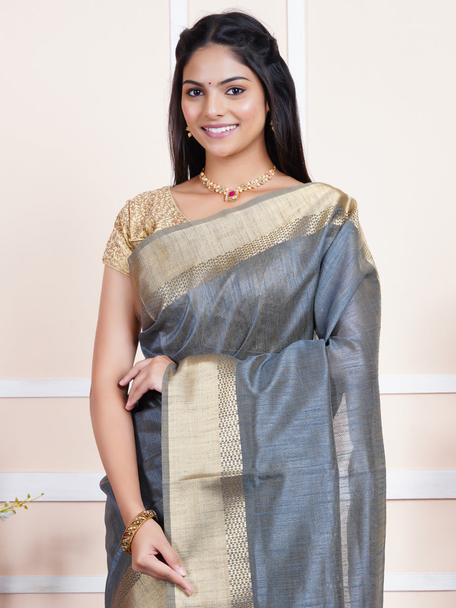 Women Semi Raw Silk Weaving Saree Grey SRS42