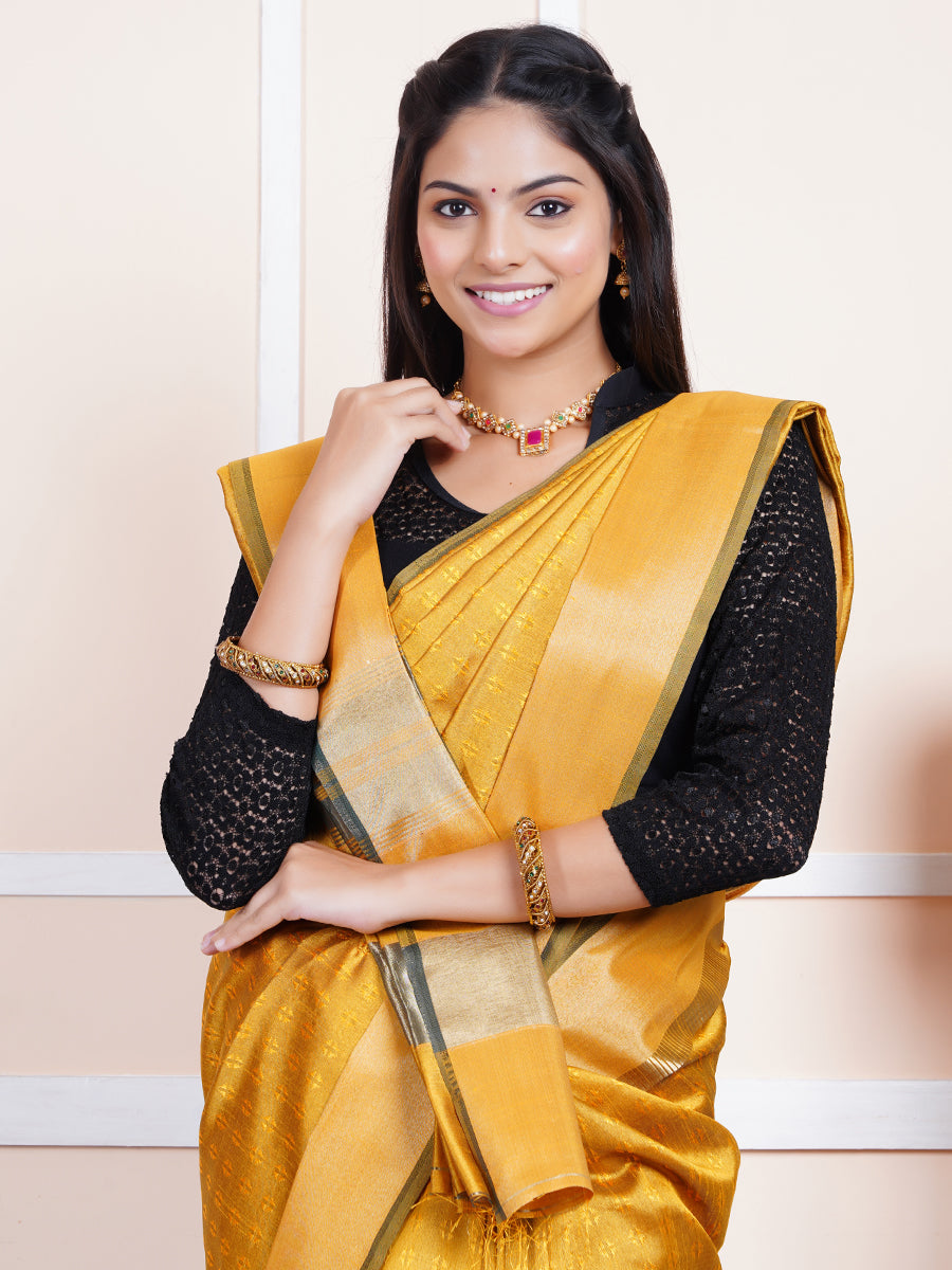 Women Semi Raw Silk Weaving Saree Mustard SRS43