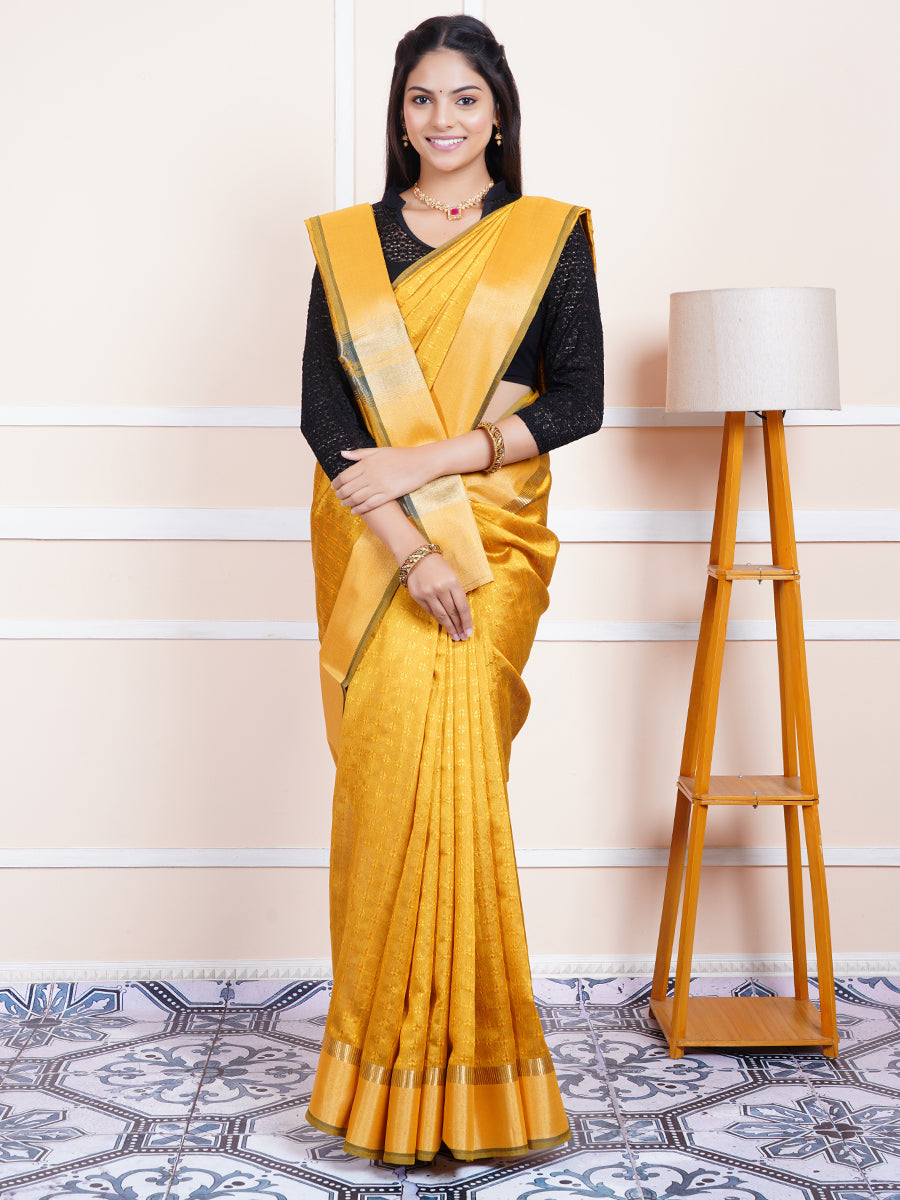 Women Semi Raw Silk Weaving Saree Mustard SRS43