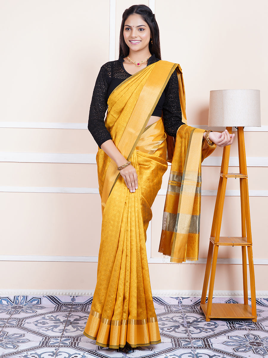 Women Semi Raw Silk Weaving Saree Mustard SRS43