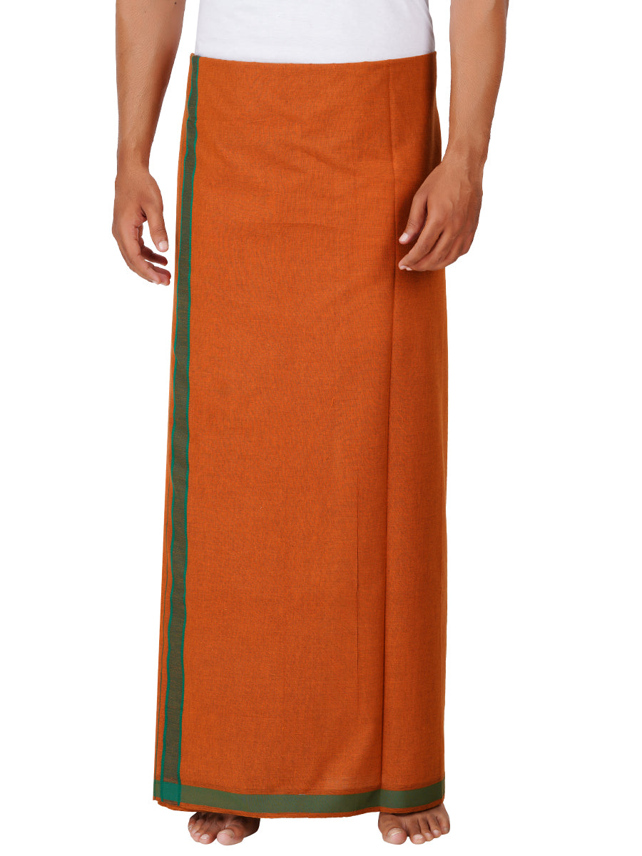Mens Dark Kavi Dhoti with Fancy Border My Trend Colour 3-Front view