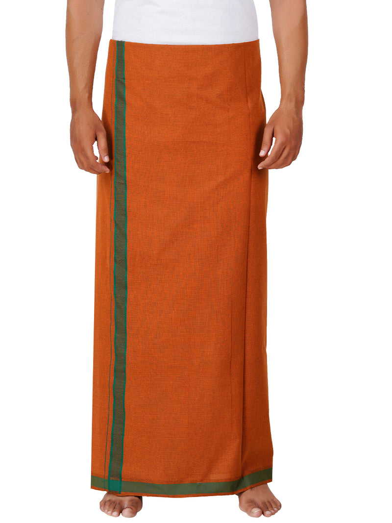Mens Dark Kavi Lungi with Fancy Border My Trend Colour 3
