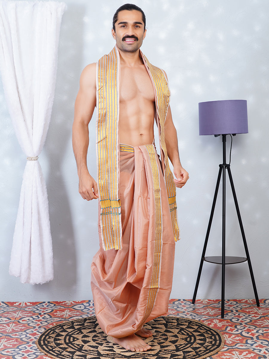 Mens Art Silk Panchakacham Copper CP