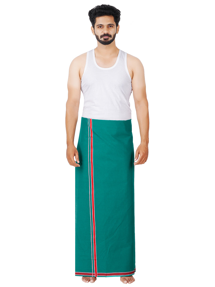 Mens Green Lungi with Fancy Border Charming Colour 2-Full view
