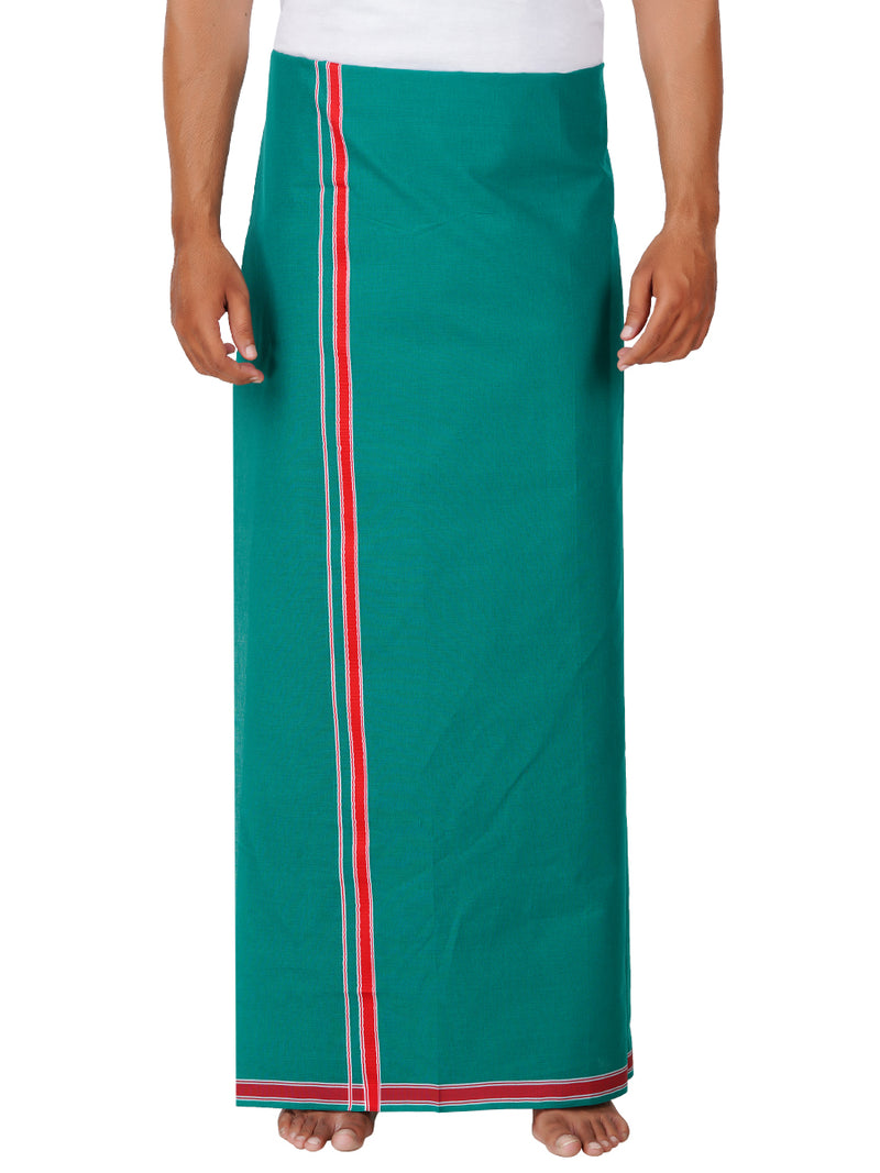 Mens Green Lungi with Fancy Border Charming Colour 2