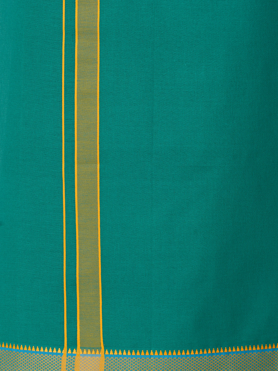 Mens Green Lungi with Fancy Border Enchant Colour 2-Zoom view