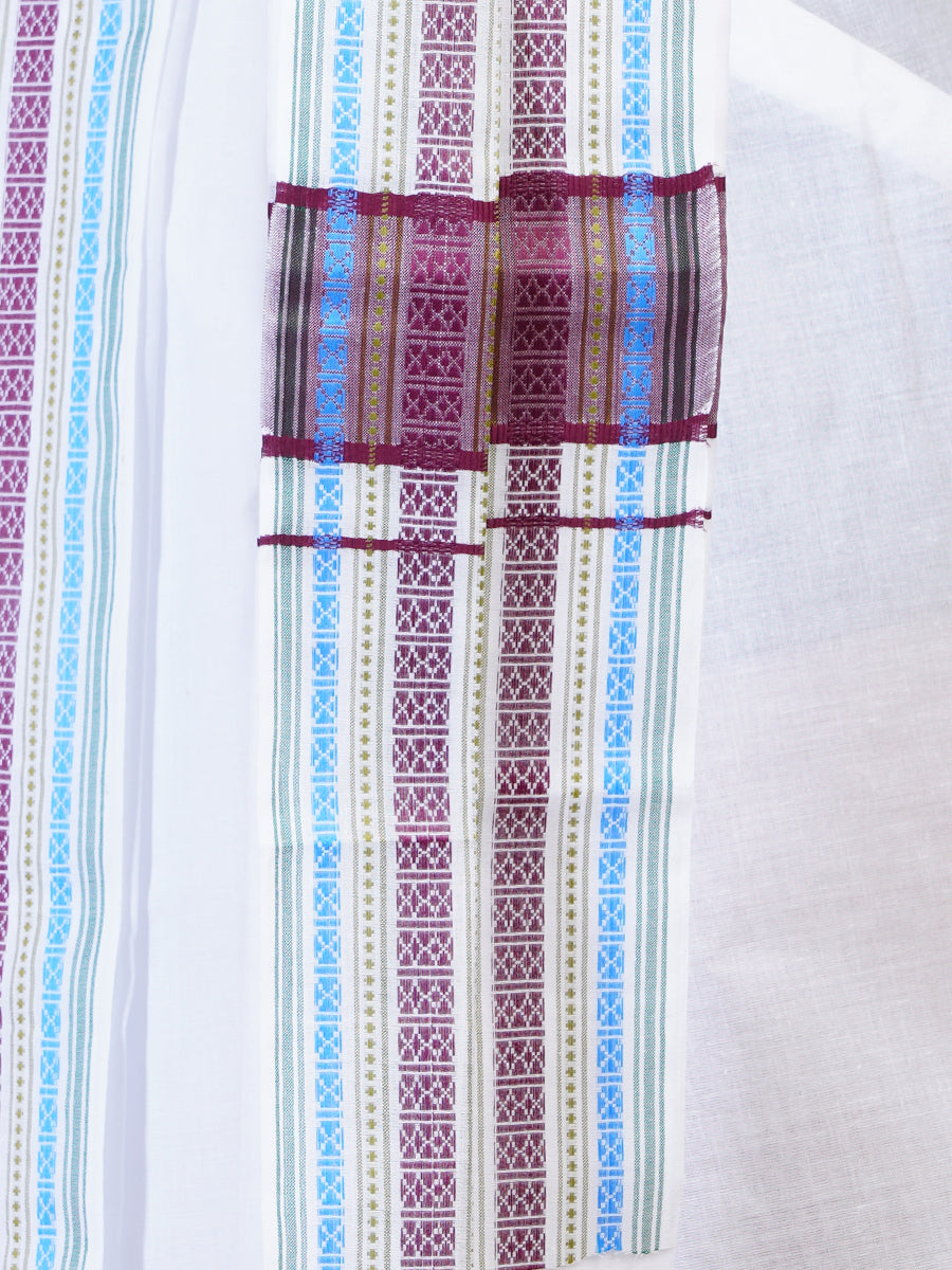 Mens Fancy Purple Border Panchakacham With Angavasthram Srirasthu(9+5) SR33