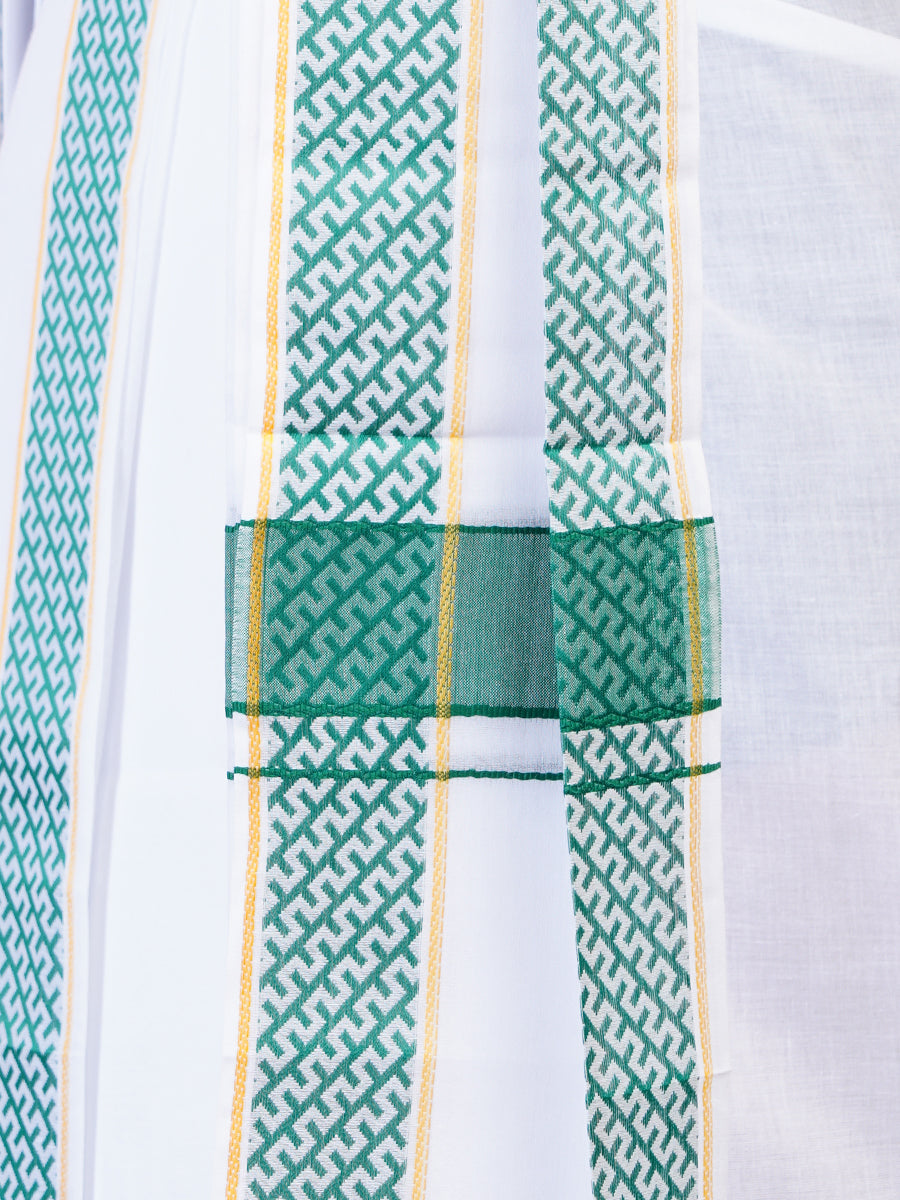 Mens Fancy Green Border Panchakacham With Angavasthram Srirasthu(9+5) SR31