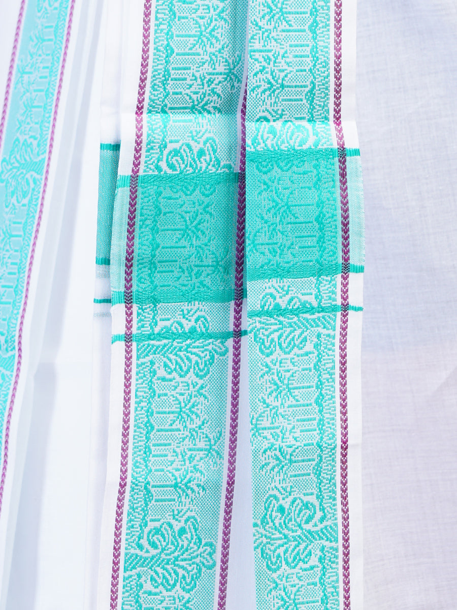 Mens Fancy Green Border Panchakacham With Angavasthram Srirasthu(9+5) SR27