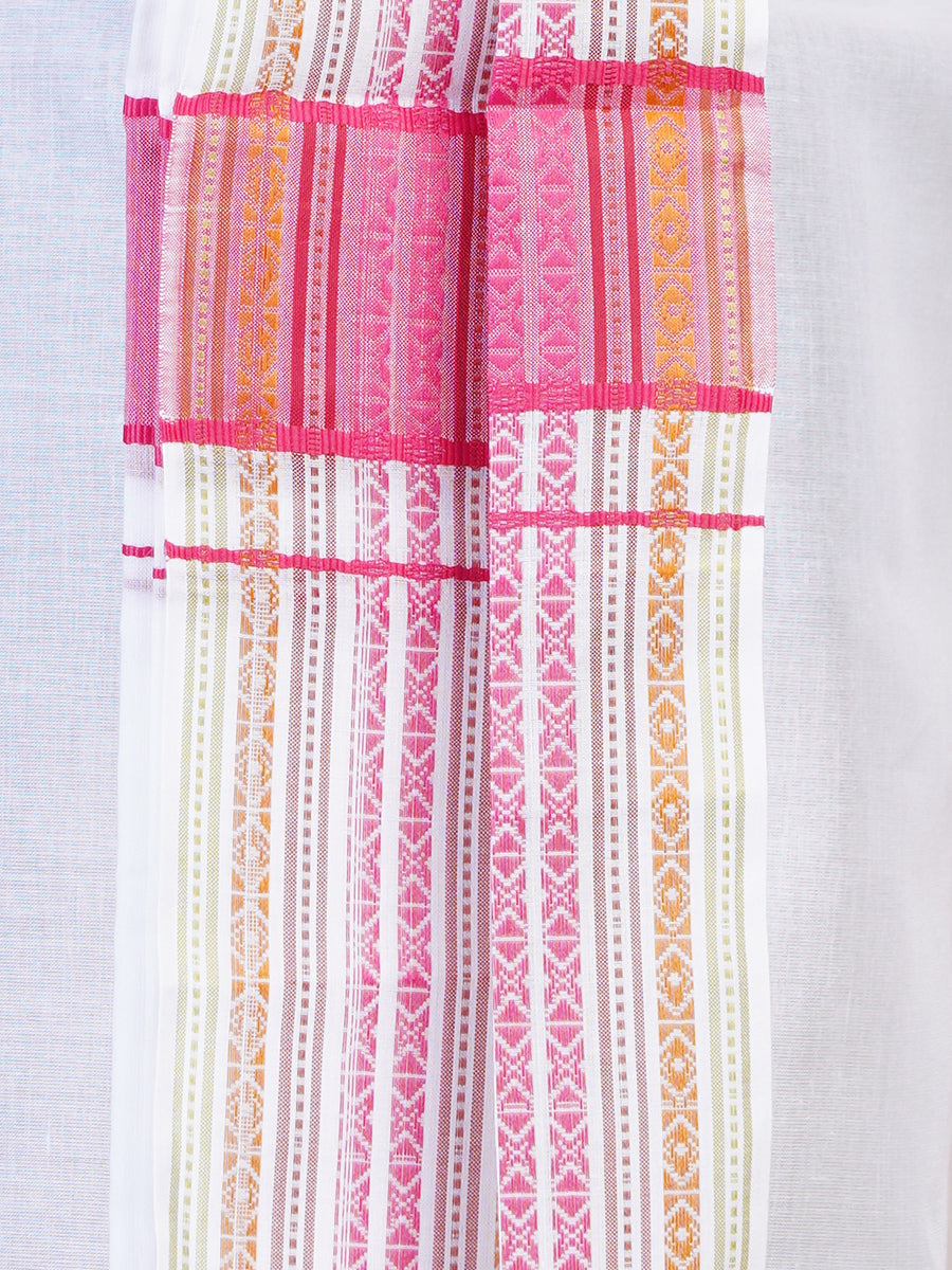 Mens Fancy Pink Border Panchakacham With Angavasthram Srirasthu(9+5) SR19