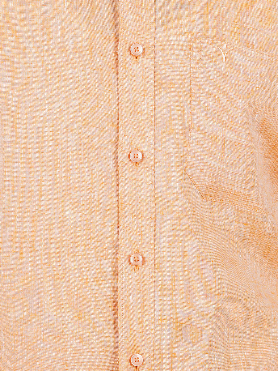 Men Pure Linen Shirt Pale Orange - L19